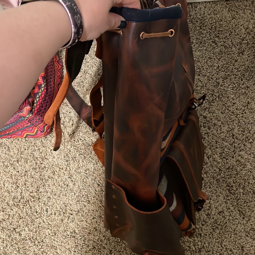 Custom Made Pendleton Leather Backpack Or Diaper … - image 3